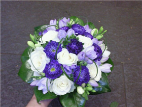 White Rose/Freesia And Purple Aster Bridal Tie